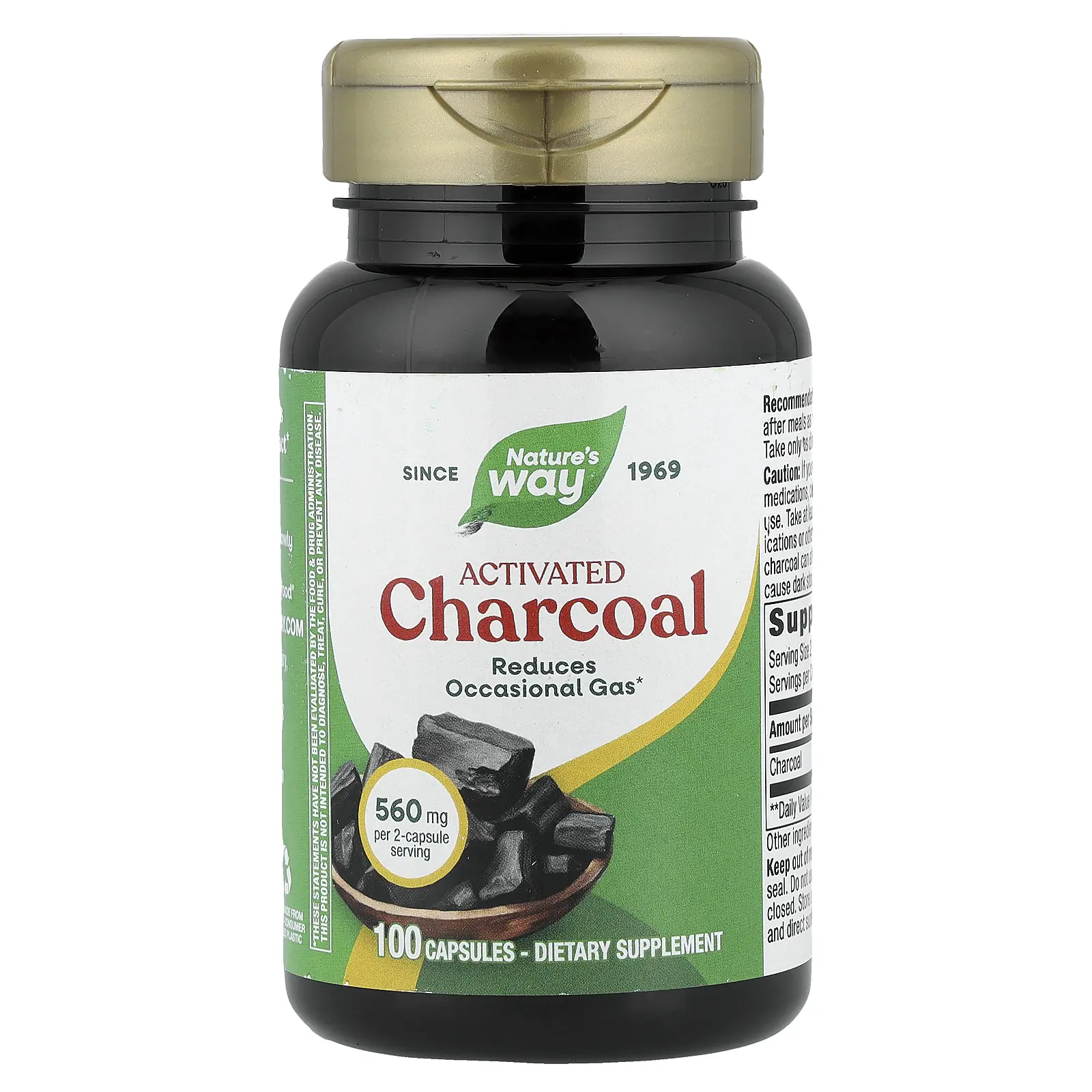 Nature's Way Activated Charcoal, 100 Capsules (280 mg per Capsule)