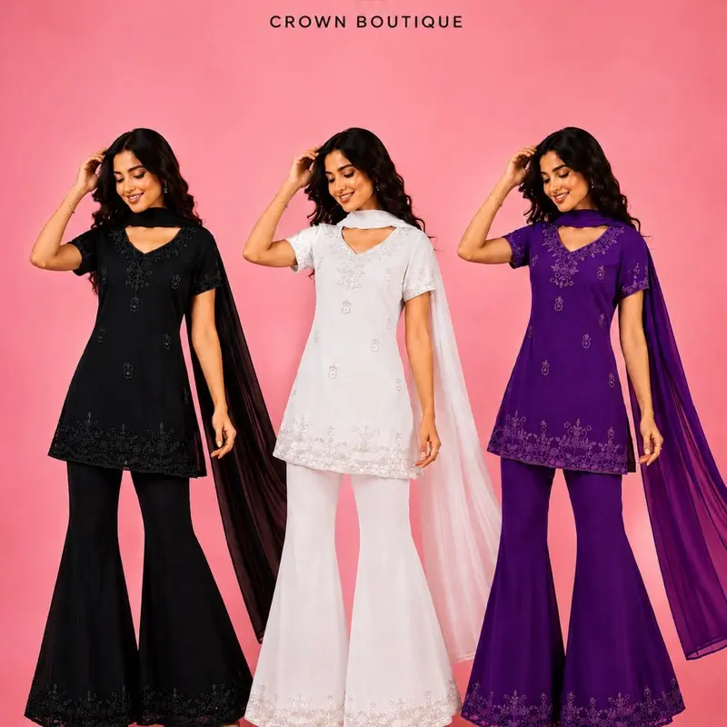 Women's 90s-Style Handcrafted Short Salwar Suits