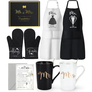 Wedding Gifts for Couples 2026 Bridal Shower Gift for Bride To Be Engagement Gifts for Couples Newlyweds His and Hers Mr and Mrs Gift for Anniversary Marriage Matching Couple Stuff Basket with Aprons