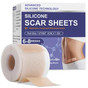 Silicone Scar Sheets, Advanced Medical Silicone Scar Tape(1.6"x 60"Roll-1.5M), Professional Grade Scar Removal Strip for Surgery, Tummy, Mouth, Face, C Section, Burn, Keloid, Acne Scars etc Healthcare Brown Silicone Scar Treatment Hydrocolloid Sheets