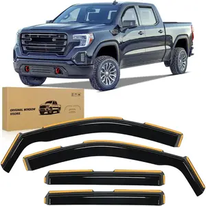 In-Channel Rain Guards, Durable Vent Window Visors for Chevrolet Silverado 1500/GMC Sierra 1500 Crew Cab 2019-2025, 4pcs Trucks Accessories, Car Exterior Automotive Vehicle Trim