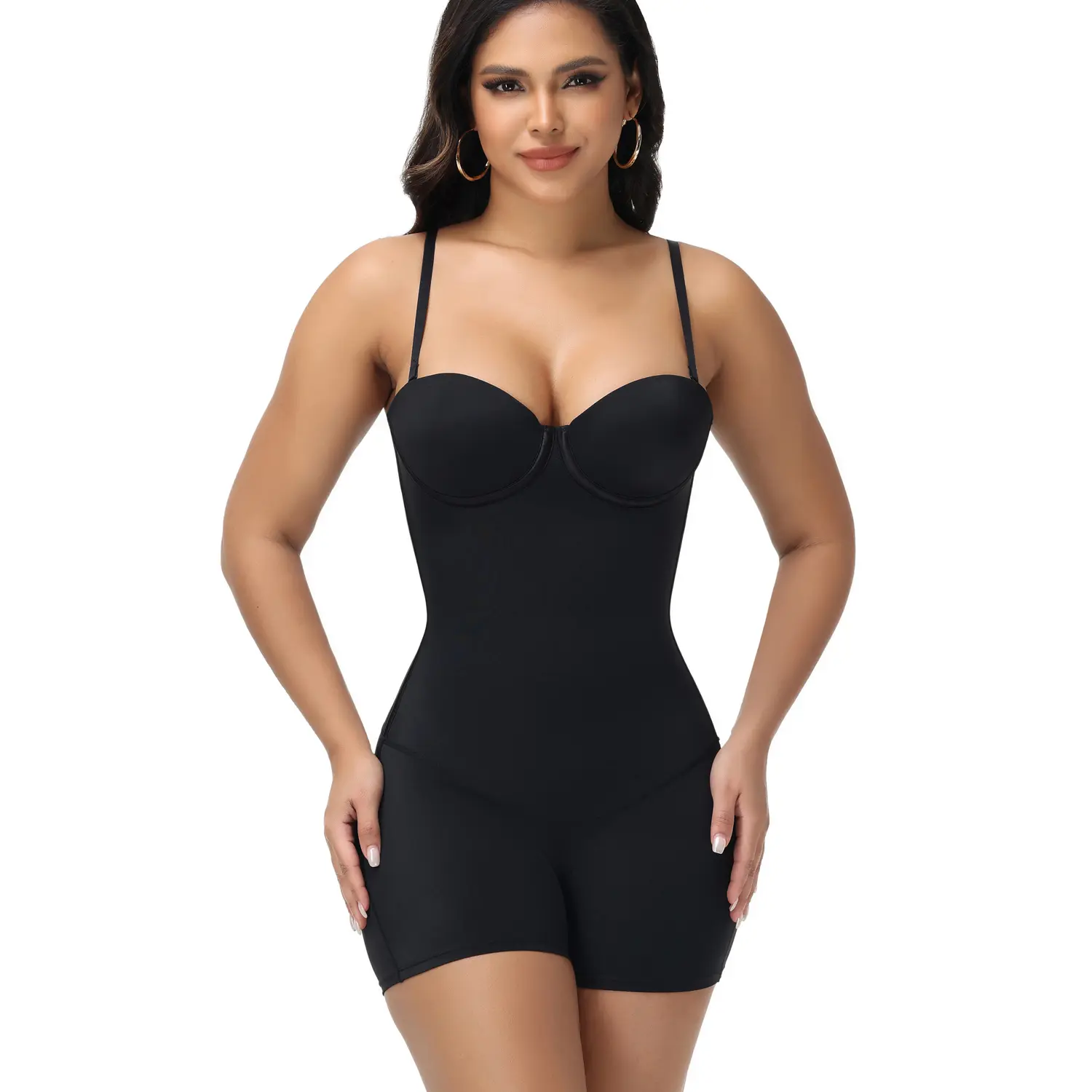 Strapless Shapewear Bodysuit for Women Corset Shapewear  Bodysuit with Underwire Bra Womenswear Compression Activewear Athletic High Waist Shaping Black Minimalist Basic
