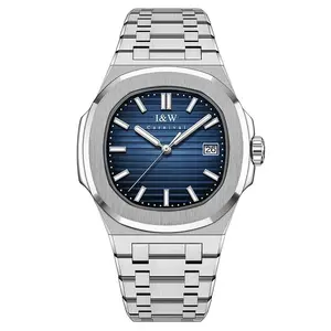 I&W Carnival Stylish Swiss Mechanical Watches for Men and Women with Blue Dial and Date Display