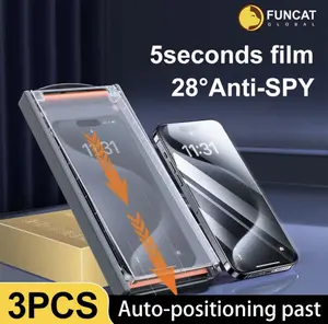 FunCat Anti-Spy Screen Protector[ 1+2 COMBO!]: 30-Second, Dust-Free Install with Perfect,  Bubble-Free Fit – Ultimate Protection, one installation kit has three screen protectors! Smartphone Cellphone Shockproof Fingerprint Casing Fingerprint Casing