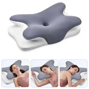 Adjustable Ergonomic Memory Foam Neck Pillow, Versatile Cervical Support Pillow with Breathable Detachable Cover, Sleep Aid for Side, Stomach, Back Sleeper, Restful Sleep, Gift Option