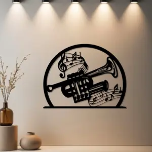 Housewarming Gift, 1pc Musical Trumpet and Notes Desktop Ornts Statue Mural Wall Art Decor with Premium Finish - Ideal Gift for Spring Decor, Birthday, Valentine's Day, Housewarming, Wedding, Decoration