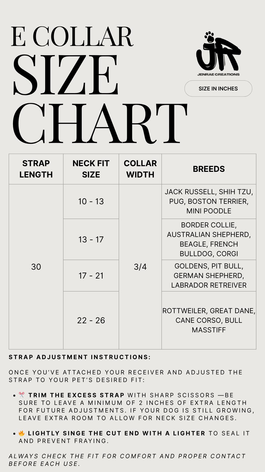 3/4" Replacement E-Collar Strap – Soft, Lightweight Polyester | Adjustable Fit 12"–26" Neck | Boroughs