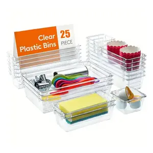 25/44pcs Kitchen Drawer Organizer - Contemporary Style, Open-Top Storage Box For Utensils & Cutlery, Perfect For Home And Office Drawer Organizer Kitchen Utensil Drawer Organizer
