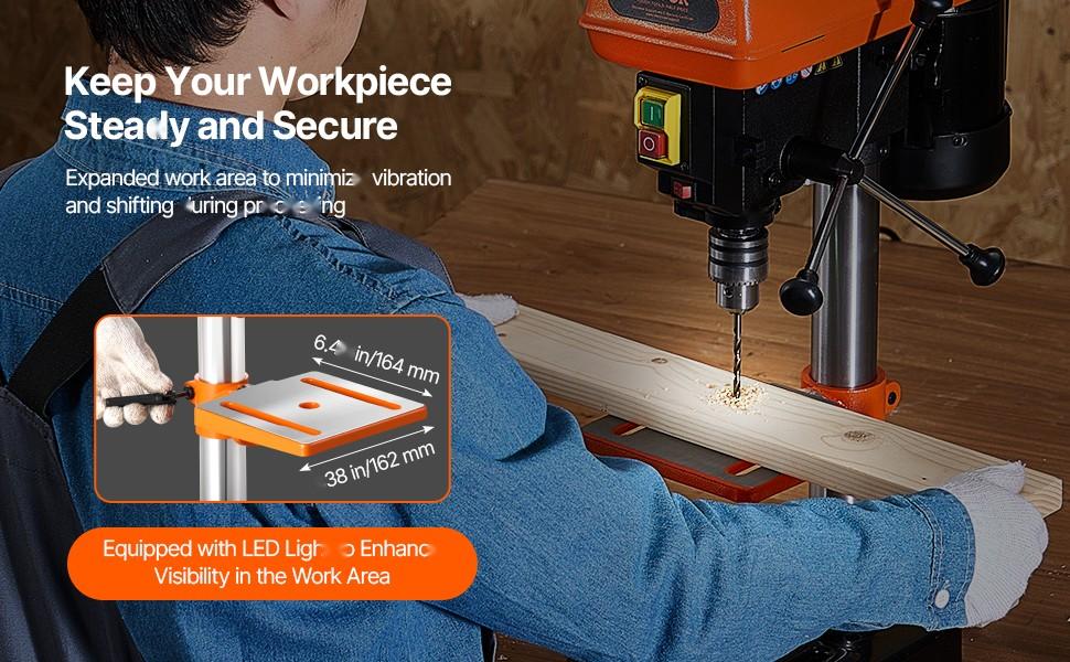 8-Inch Benchtop Drill Press Tabletop Drilling Machine with 750-3200 RPM Adjustable Speed, Precision Worktable, Variable Speed Control, Heavy Duty Bench Drill Press for Home Garage Workshop