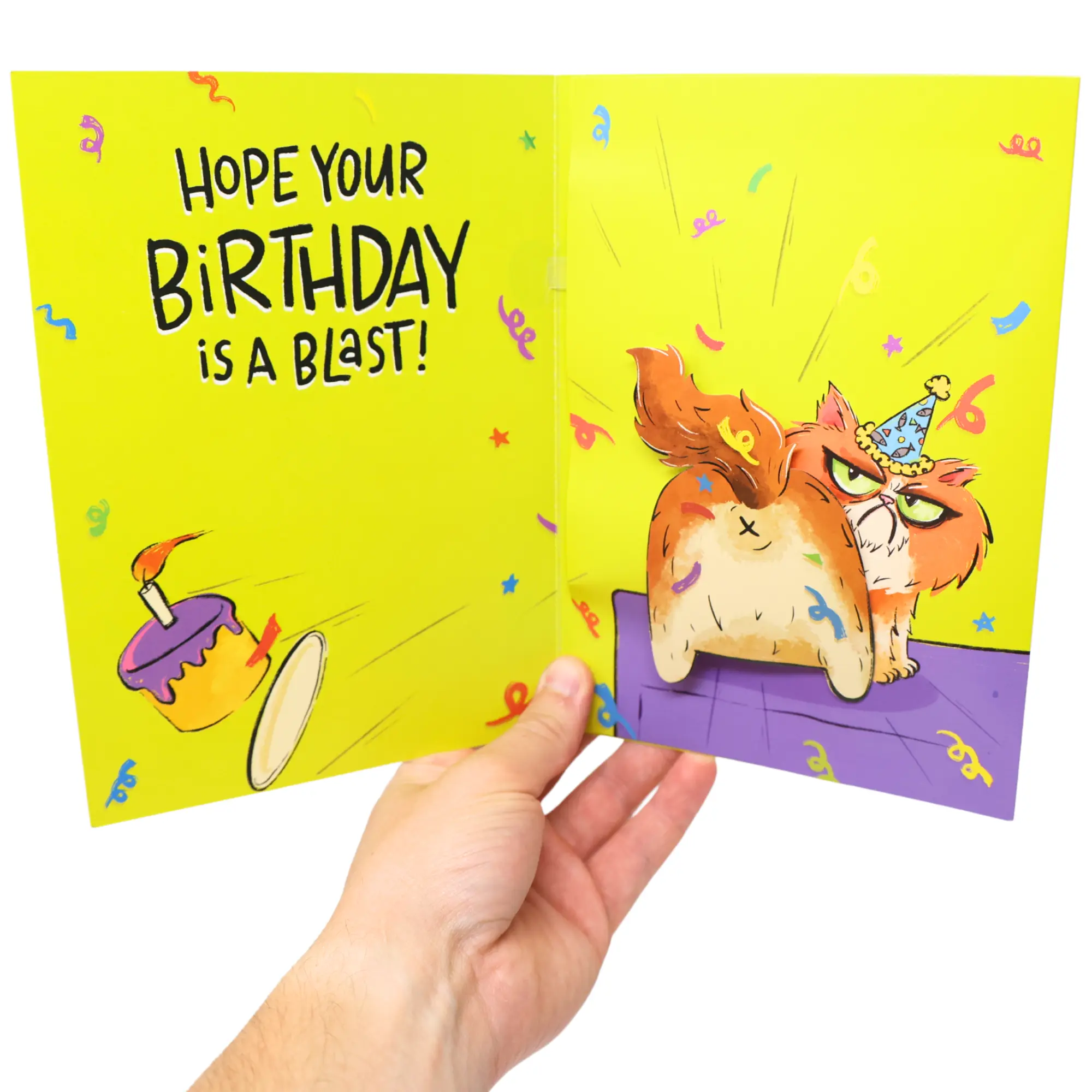 Farting Birthday Card - Farting Dog, Cat & Unicorn - Funny 3D Gag Gift for Men, Women & Kids - Shakes & Farts with Sound, Up to 2,000 Plays - Novelty Greeting Card with Envelope - Birthday Card