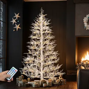 YITAHOME 6/7.5FT Prelit Birch Tree with Remote, White Artificial Christmas Tree with Warm-White & Multi-Color Switchable Fairy Lights, with PE Tips, for Indoor Home Thanksgiving Christmas Holiday Decor