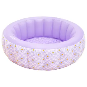 Inflatable Pool Float Collection – Backrest Lounge Chair, Swim Ring & 5.5FT Inflatable Pool, Tie Dye Pink & Purple Floral Summer Water Floats for Adults Kids