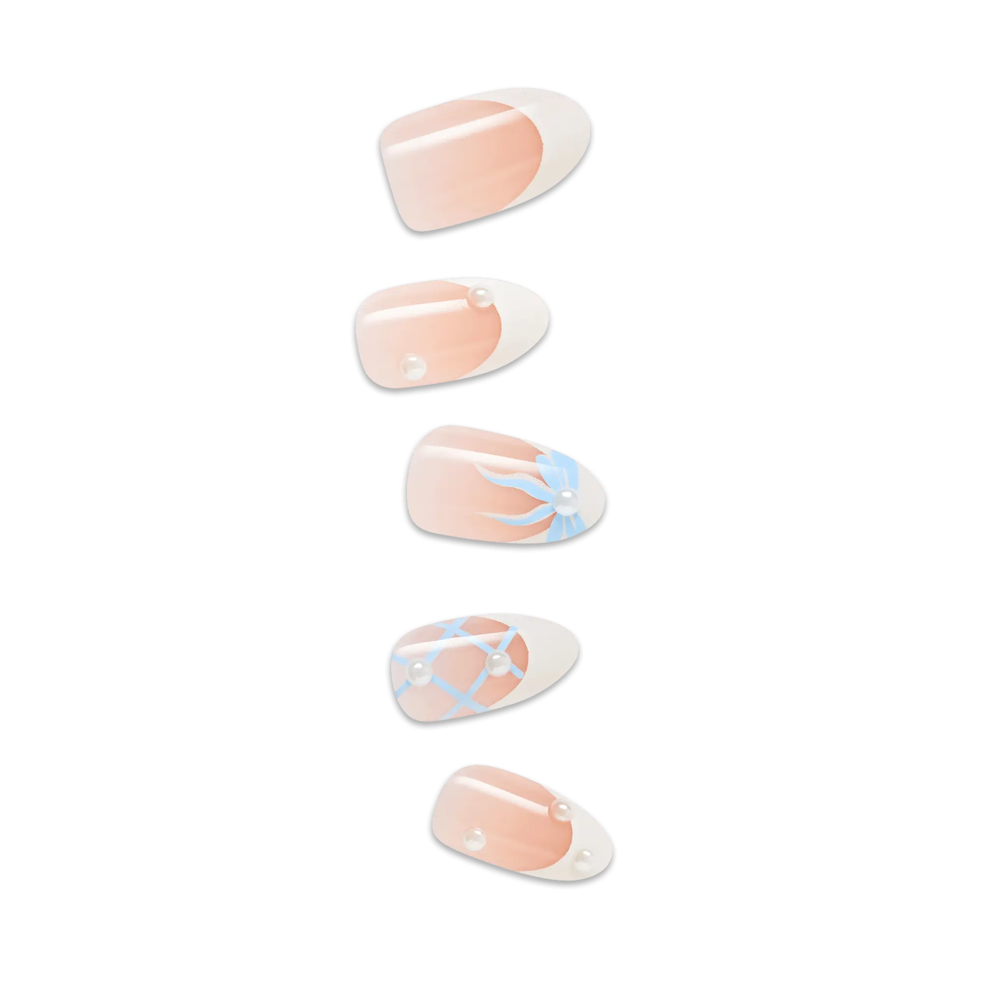 Impress Design No Glue Fake Press On Nails - Aura | French Design, White, Medium, Almond, Manicure
