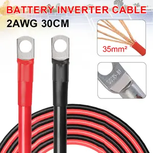 A Pair Red Black 30M 2Awg New Energy Vehicles Battery Connection Cable Battery Extension Cable Power Supply Inverter