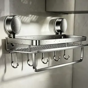 Bathroom Suction Cup Shelf, Wall-Mounted Storage Organizer, Space-Saving Holder for Bathroom Essentials, Durable & Easy to Install