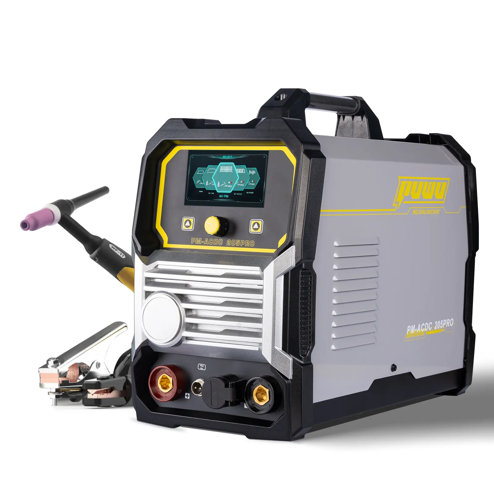 【DealsForYouDays】Puwu 205Amp AC/DC Aluminum TIG Welder, 6-in-1 Multiprocess Welding Machine, AC TIG/DC TIG/AC Pulse/DC Pulse/MMA/STICK/SPOT TIG,110V/220V Dual Voltage, Square/Triangular Wave ACDC Welder Machine
