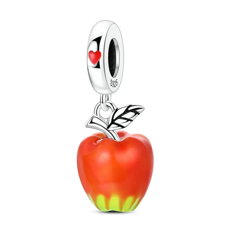 MULA Color-Changing Apple Charm for Pandora Bracelets, 925 silver-plated Enamel Fruit Dangle, Heat-Sensitive Temperature Changing Jewelry, Cute Gift for Women & Girls, Daily Wear Charm, Interactive Jewelry