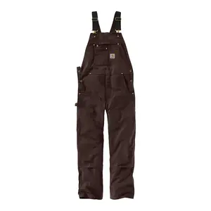 Carhartt Relaxed Fit Duck Bib Overall Dark Brown R01-M 12-ounce 100% Ringspun Cotton Triple-Stitched Seams Adjustable Suspenders Workwear Jumpsuit
