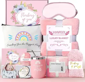 Thinking of You Get Well Soon Gift Basket, Stocking Stuffers for Women Unique Self Care Package Spa Gift Set, Retirement Gift Box for Woman, Christmas Gift Kit Idea for Mom Sister Her Best Friend