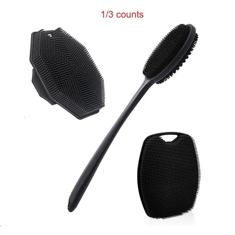 1/3 piece silicone back scrub brush and bath glove set - super exfoliating body scrub and plump foam shower brush combination Back Scrubber Exfoliating Bath Tool Body Care Tool