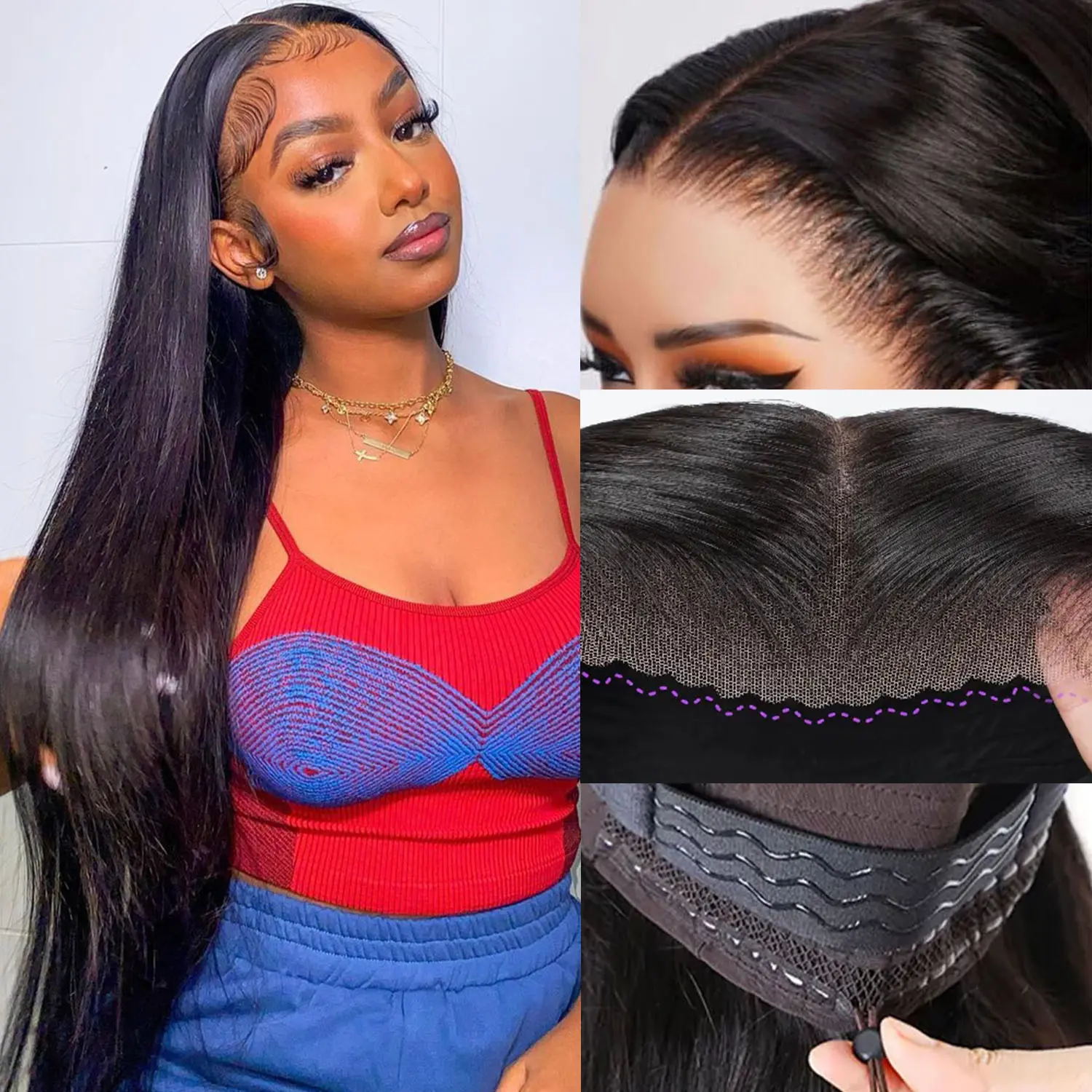 [NEW IN]BFFGIRL Hair 13x6 Full Lace Frontal Wear go Glueless Straight Human Hair Wig with Drawstring Effortless Install Ear to Ear Water Wave Pre-Cut Pre-Plucked Human Hair for Women Body Wave Human Hair Wig Beginnner Friendly