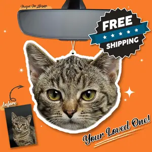 Custom Air Freshener THICK Felt Pet Photo Freshener Picture Air Freshener Pet Gift for Pet Lover Personalized Car Interior Diffusers Vanilla Coffee Scent