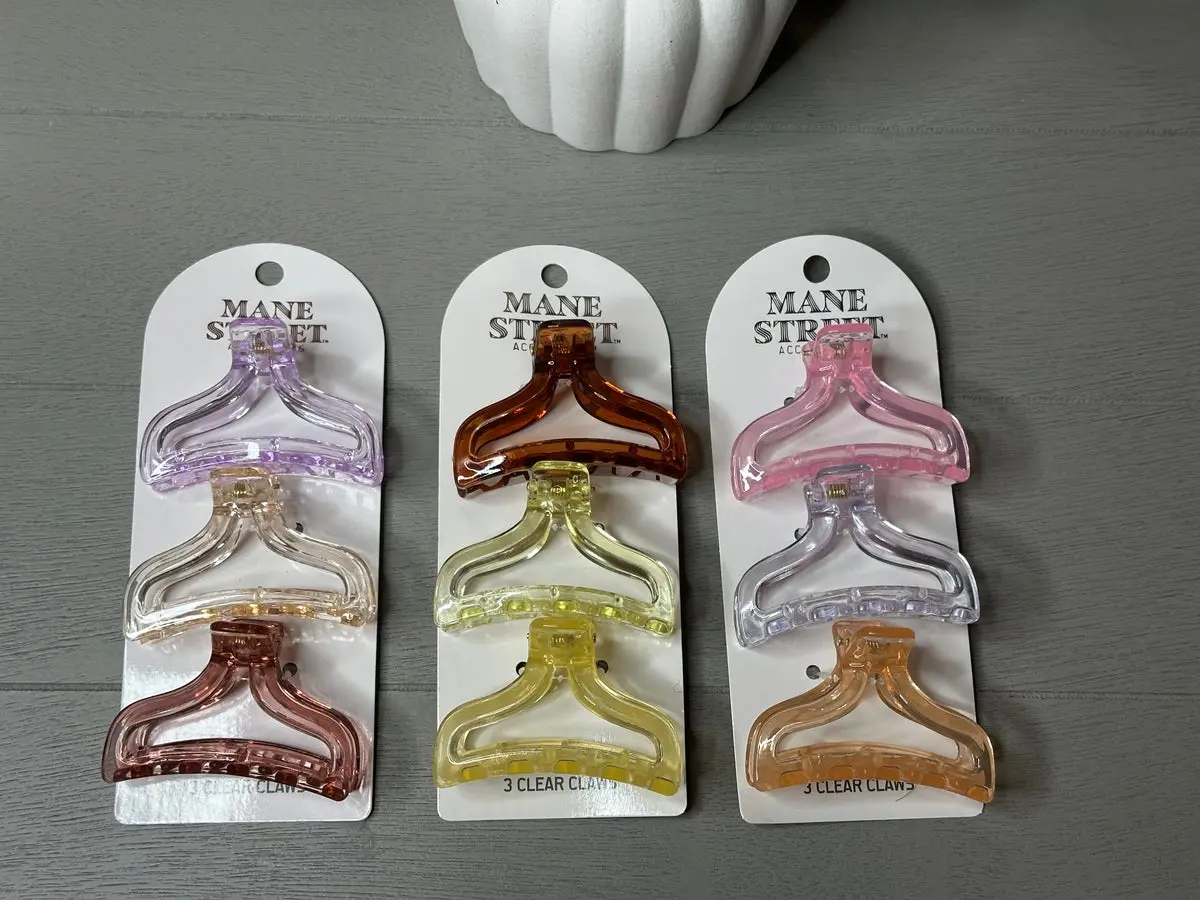 3pk Clear Claw Clips *Final Sale*