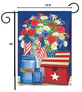Red, White and Blue Patriotic Garden Banner, Festive Party Backdrop for Home Decor