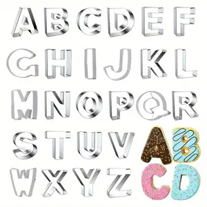 Set of 26 Alphabet Shapes Biscuit Cutters Large 2.6 Inch - Stainless Steel Cookie Sugar Fondant Cake Decorating Tools for Kitchen Baking Halloween Christmas Easter Party