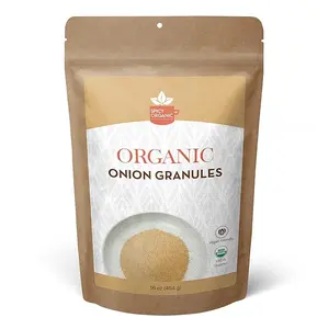 SPICY ORGANIC Onion Granules - Pure USDA Organic - Non-GMO Culinary Granulated Onion- Perfect for Use in Sauces, Soups, Salad Dressings, Condiments, Snack Foods, and Dairy Products - 16 Oz. Spice Flavor
