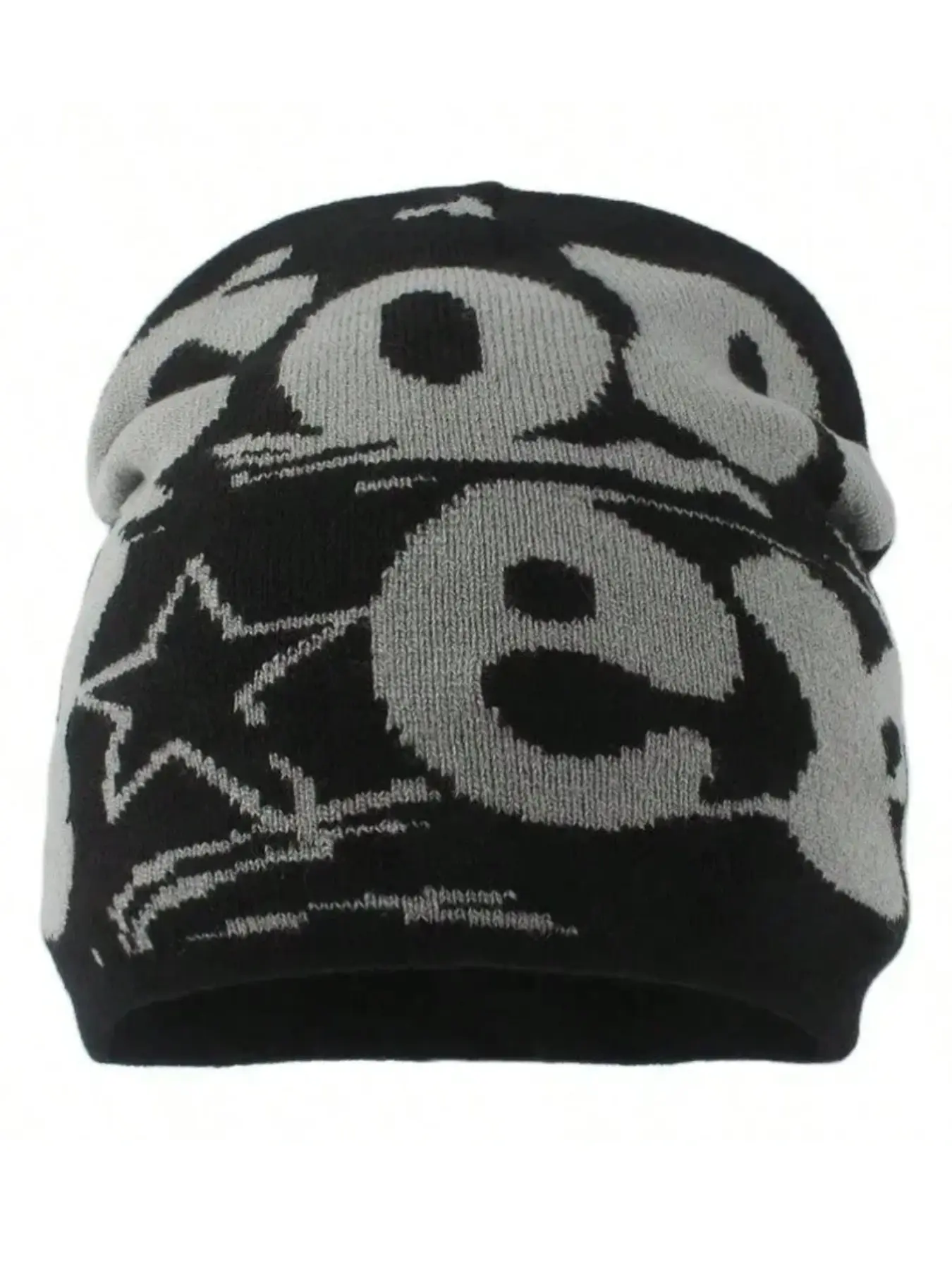 Unisex Y2K-Style Letter Jacquard Knit Beanie Fitted, Warm Street Hat for Outdoor Wear, Beanie for Autumn and Winter, Fashionable Cold-Weather Headwear, Beanies, Fitted Hats