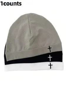 Y2K Embroidered Cross Baker Boy Hat Unisex Breathable Elastic Adjustable Cap Sporty Outdoor Running Fitted Casual Street Style Spring Summer 2026 Fashion Daily Wear Accessory