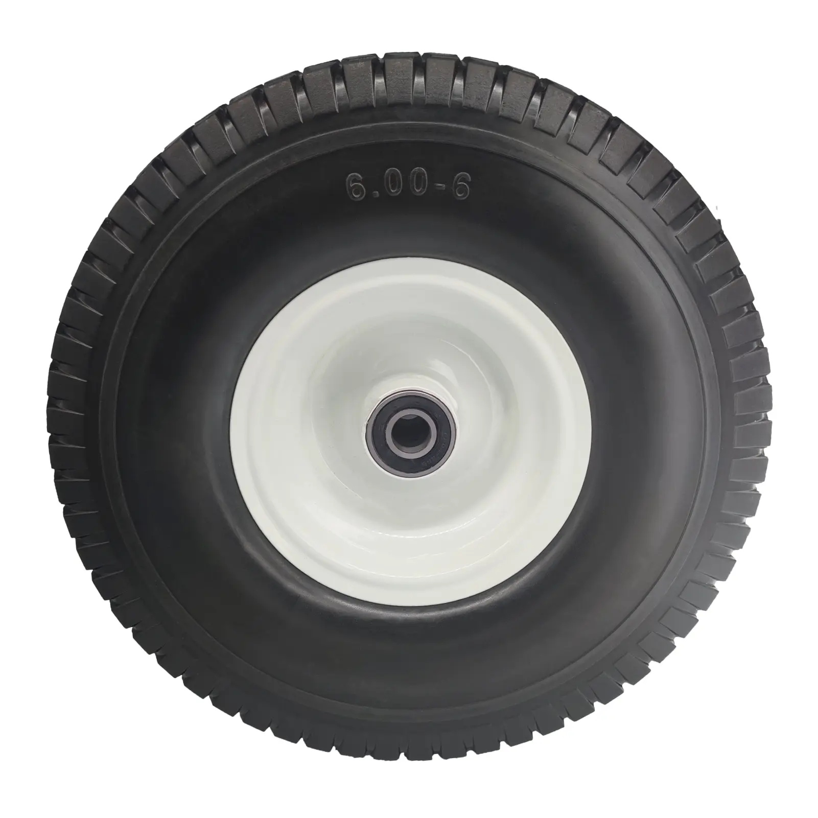 13x5.00-6 Flat Free Lawn Mower Tire with 3/4 & 5/8 Bearings, 3" Center Hub 13 inch 5.00-6 Solid Tire and Wheel for Lawn Tractor Front Wheel