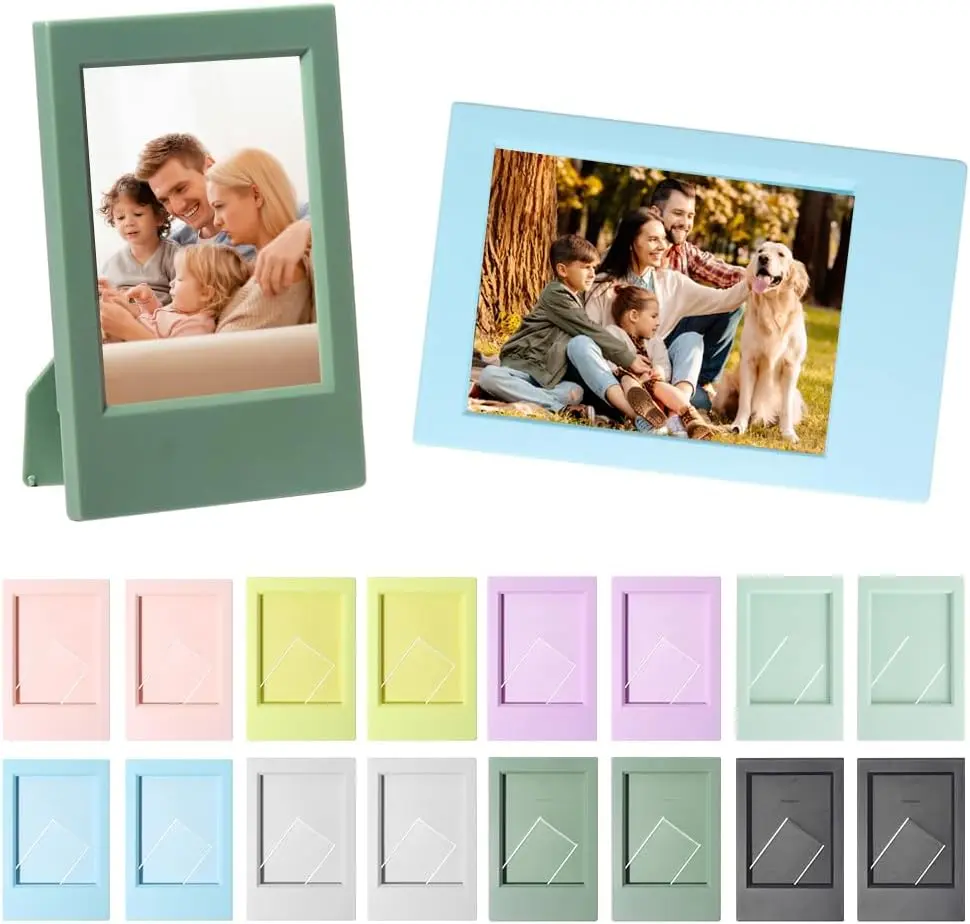 16 piece set 2x3 photo frame suitable for mini Polaroid film, 8-color mini photo frame with bracket, 3-inch Polaroid photo frame, suitable for home and office desktop display campingessentials
