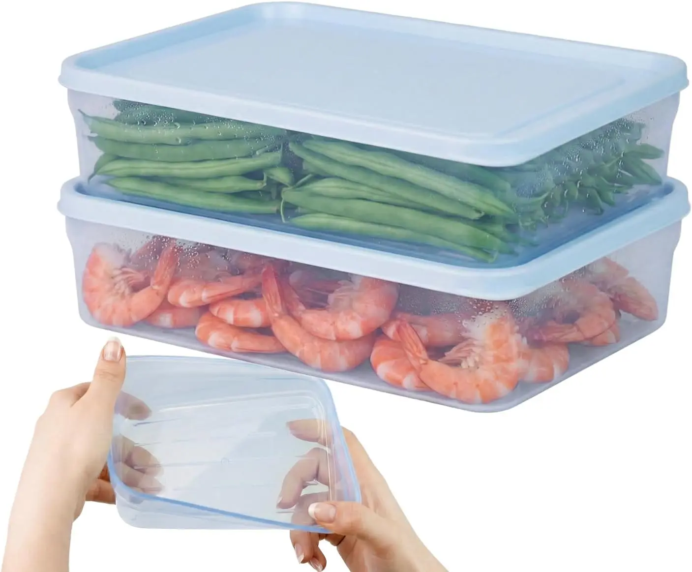 Flexible Freezer Storage Containers with lids, 2Pack 5.5cup Blue