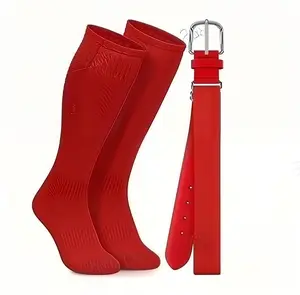 Baseball Socks and Belt Combo Set Cotton Boys Adjustable Baseball Softball Socks and Belt for Boys