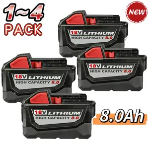 1~4 PACK For Milwaukee M18 Lithium 8.0 AH Extended Capacity Battery 48-11-1860 18V NEW