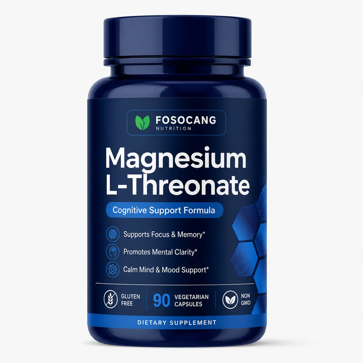 FOSOCANG Magnesium L-Threonate, Memory Health, Quick Thinking, Cognitive Health Support, Vegetarian, 90 Vegetarian Capsules / Healthcare,Vitamin,Dietary,Bathroom,Supplements,Fitness,Edible
