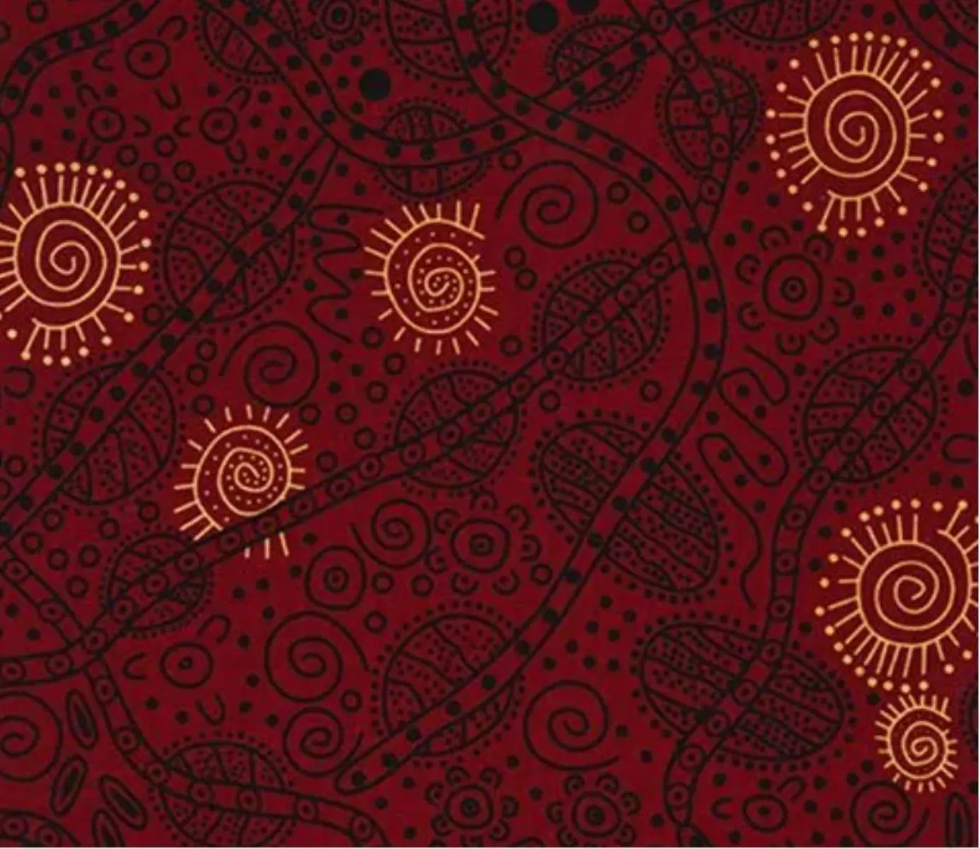 Bush Tucker Red Australian Aboriginal MS Textiles Cotton by the yard