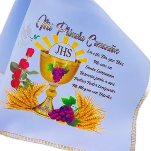 First Communion Favors 12pcs 10x10in Polyester Napkins, Disposable Tableware for Primera Comunión Recuerdos, Servilletas de Tela