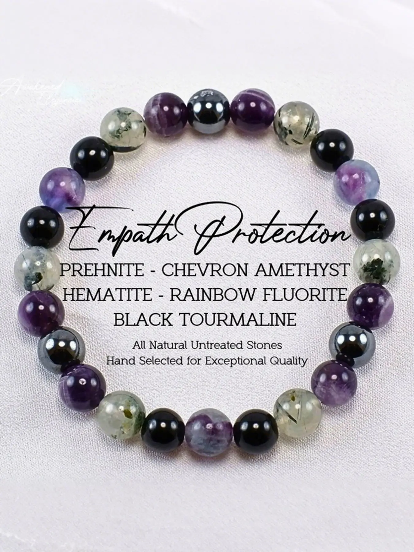7-layer Aura Armor Bracelet, Prehnite Amethyst Tourmaline Synergy Bracelet, EMF Protection & Chakras Alignment Bracelet, Fashion Accessories for Women & Men, Chakra Energy Stone, Crystal Bracelet, Chakra Bracelets