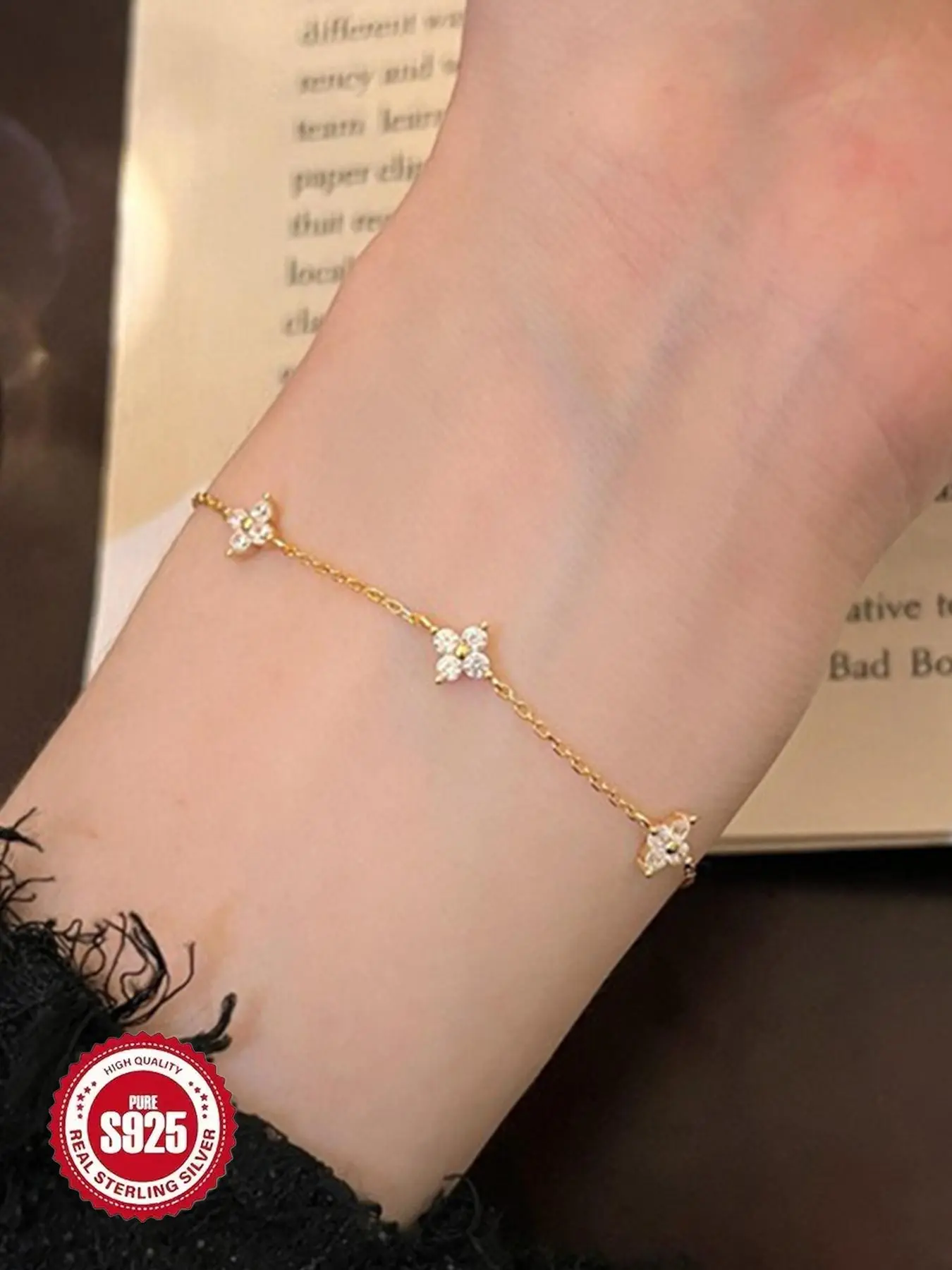 S925 Sterling Silver Elegant Daisy Flower Design Bracelet, Beautiful Bracelets, Pretty Fashionable Adjustable Bracelet for Women & Girls, Trendy All-match & Exquisite Jewelry for Birthday Gift, Fashionable Bracelet Style Adjustable Slider Bracelets