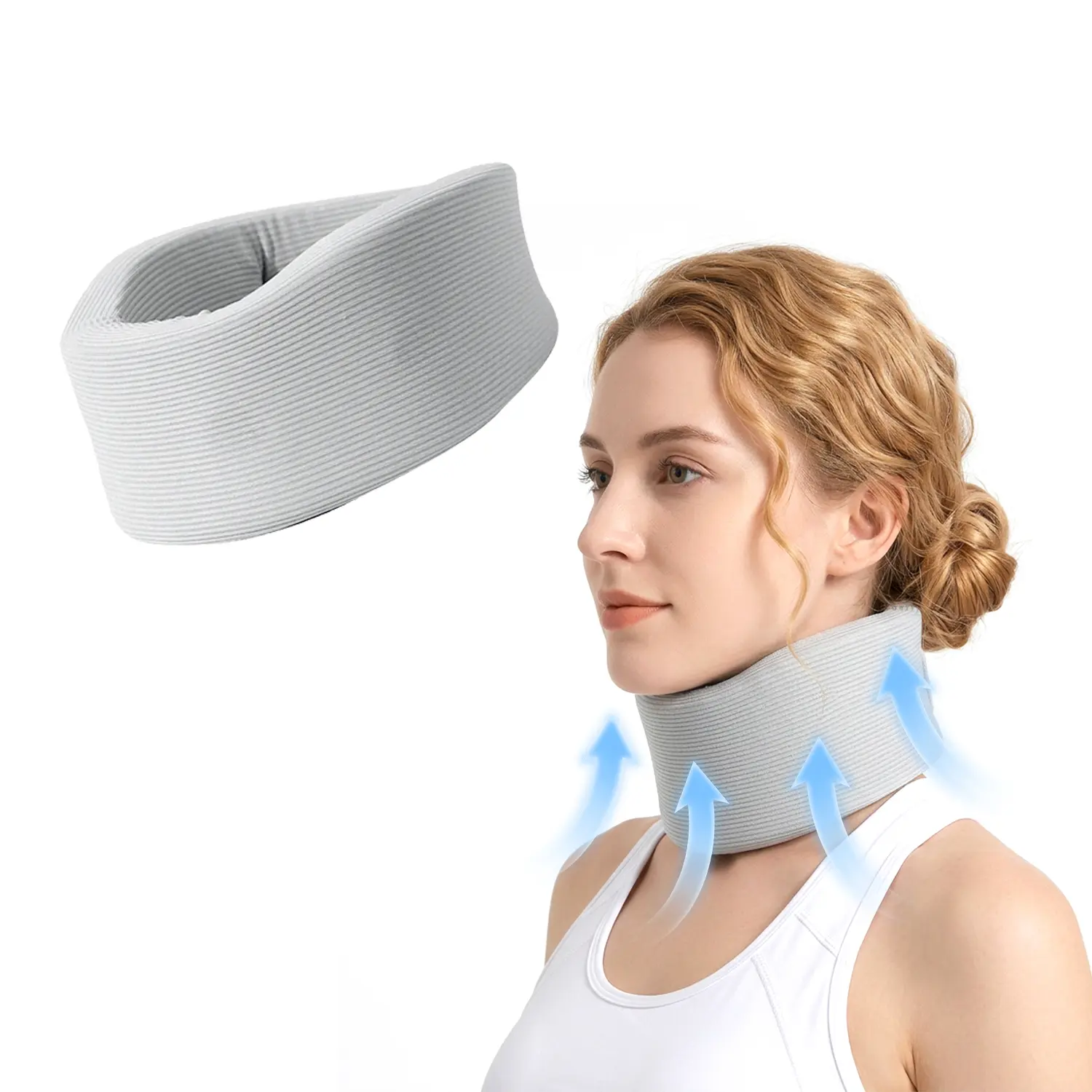 Neck Brace Support, Soft Cotton Pads, Cervical Collar Restricting Cervical Motion, Relieves Discomfort and Spine Pressure Foam Padded Neck Brace
