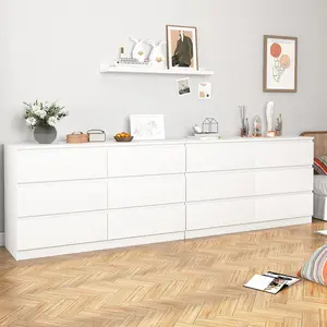 Spaco White Modern 6-Drawer Dresser for Bedroom - Wide Wood Storage Chest with Deep Drawers, Large Bedroom Organizer Furniture for Closet, Tall Dresser with Smooth Gliding Drawers