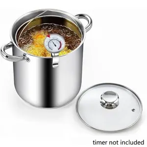 304 Stainless Steel Deep Fryer Pot with Oil Drip Tray and Glass Lid, Ideal for Home Deep Fryer Frying French Fries and Chicken in Kitchen