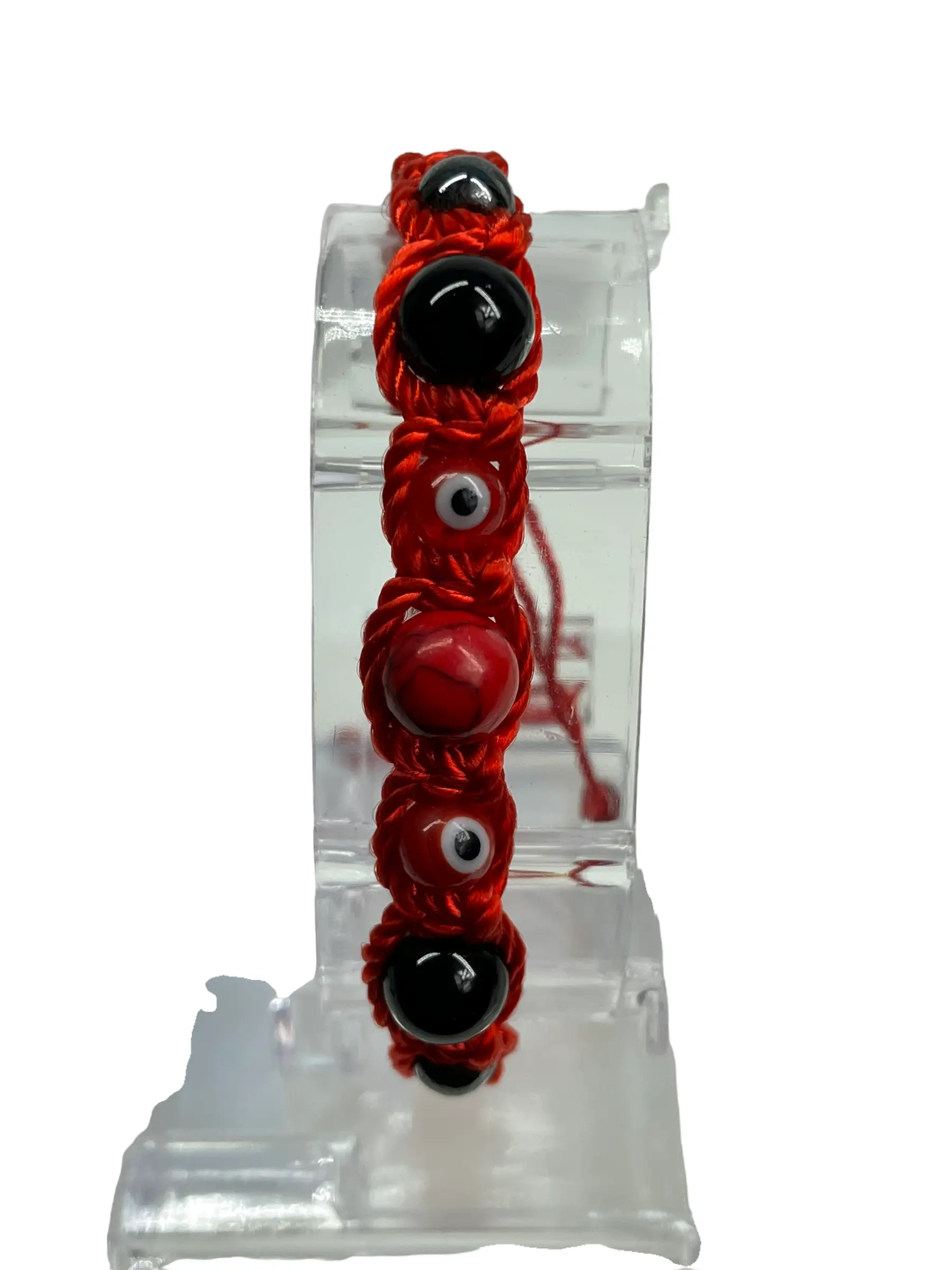 Evil Eye, Protection, Hematite Knotted Rope Bracelet Hand Made