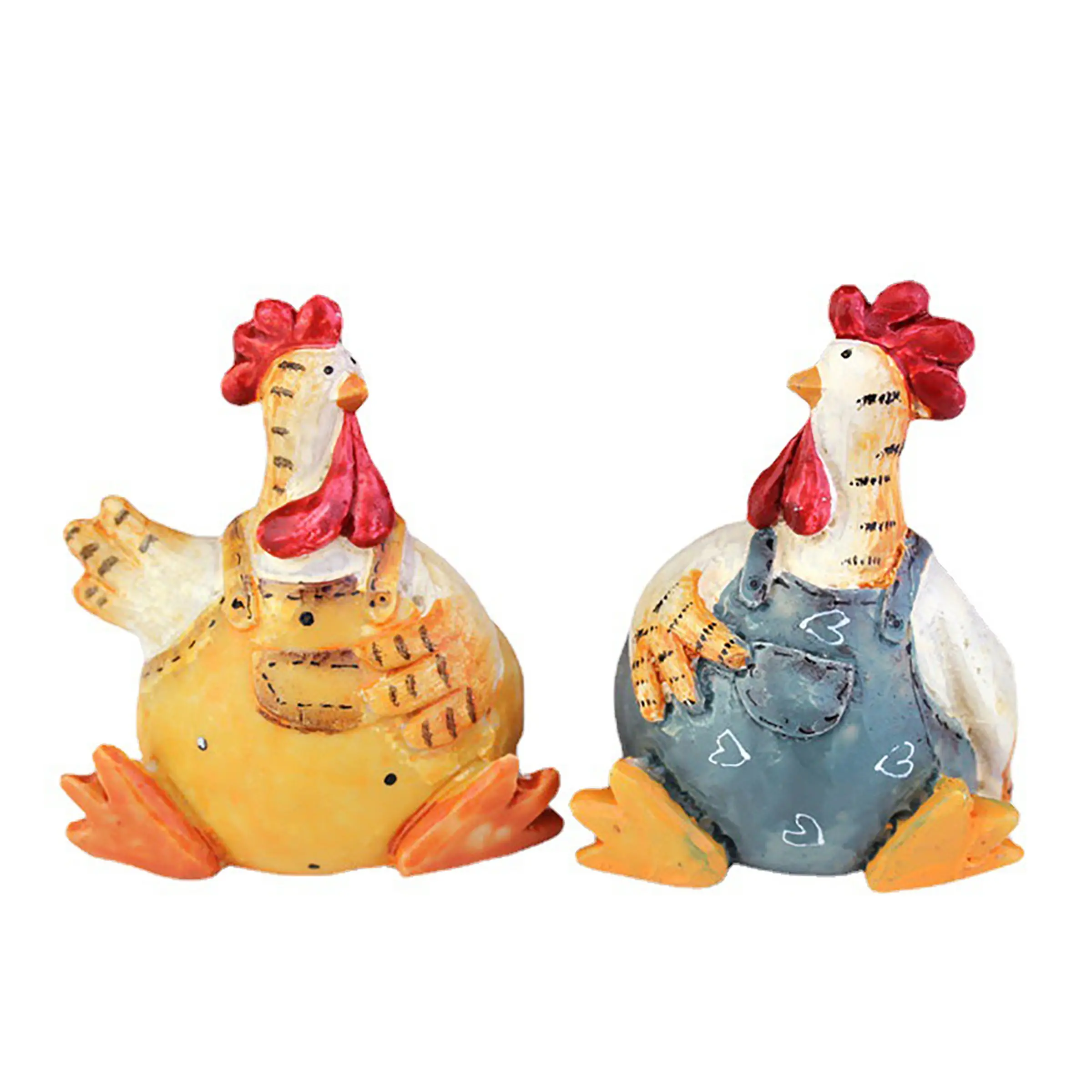 A Pair Charming Resin Chicken Figurine in an American Country Style, Resin Sculptures, Decorative Figurines, Perfect for Decorating Your Desk, Living Room Bookshelf, Or Windowsill. A Great Gift for Animal Lovers