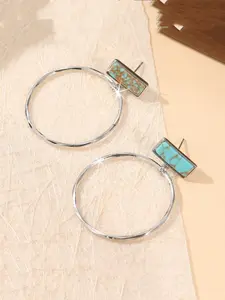 Fashionable Simple Synthetic Turquoise Earrings, Large Hoop Design, Perfect Gift for Daily Wear and Vacations, Casual Style
