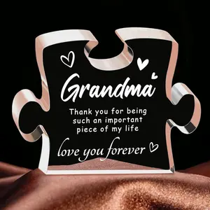 Grandma Gifts, Mothers Day Gifts for Grandma from Granddaughter Grandson, Birthday Thanksgiving Christmas Gifts for Grandma,  Grandma Gifts Ideas - 4.9 x 3.7 inch Engraved  Block