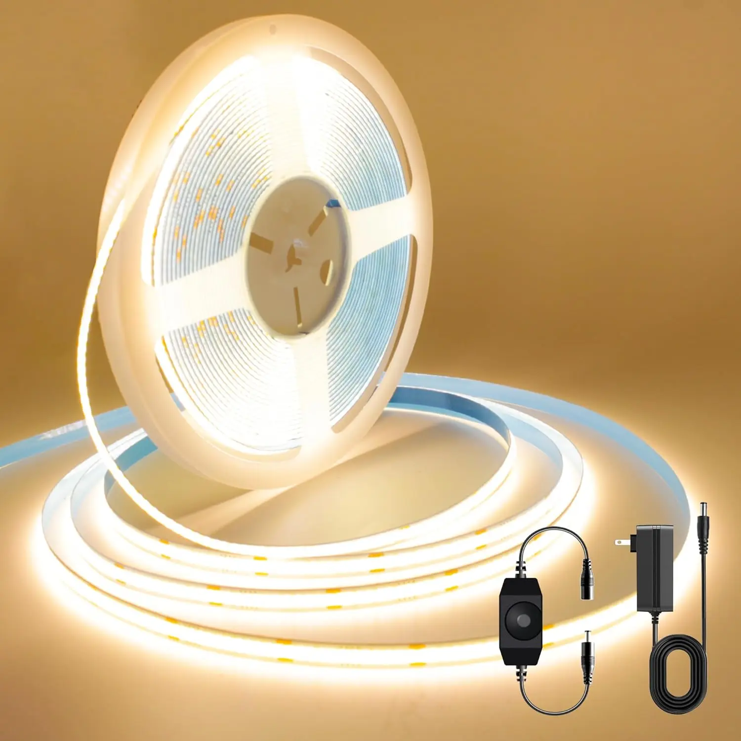 24V Dimmable COB LED Strip Light, 32.8ft 2700K Warm White, CRI92+ 8mm Width Flexible Tape Light for Bedroom, Kitchen Cabinet, Home Improvement